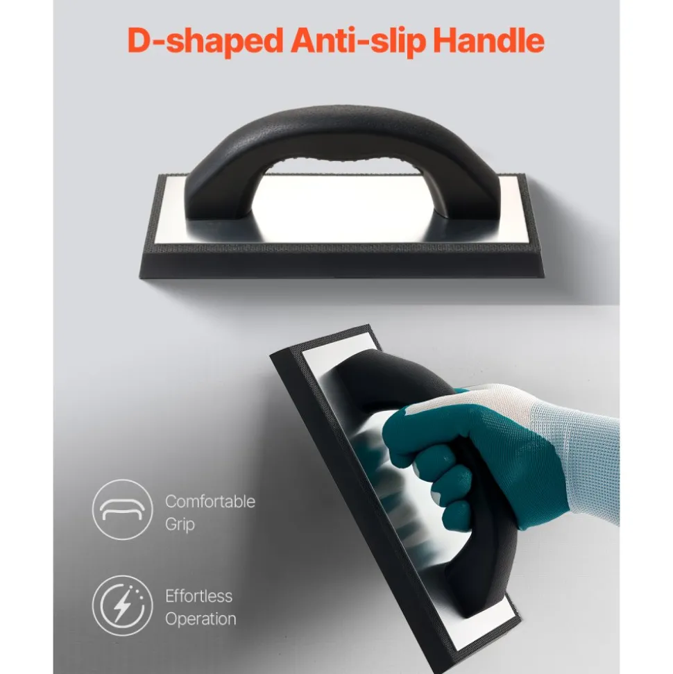 VEVOR Grout Float, Professional Rubber Tile Grout Tool with Anti-slip Handle & Lightweight Aluminum Connector Backplate, Easy to Operate & Cleaning for Smoothly Apply to Concrete, Plaster, Drywall