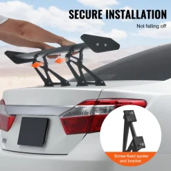 VEVOR GT Wing Car Spoiler, 43.3 inch Universal Spoiler with Single Deck, Adjustable Lightweight Aluminum, Car Rear Spoiler Wing, Racing Spoiler BGW/JDM Drift Black