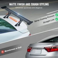 VEVOR GT Wing Car Spoiler, 43.3 inch Universal Spoiler with Single Deck, Adjustable Lightweight Aluminum, Car Rear Spoiler Wing, Racing Spoiler BGW/JDM Drift Black