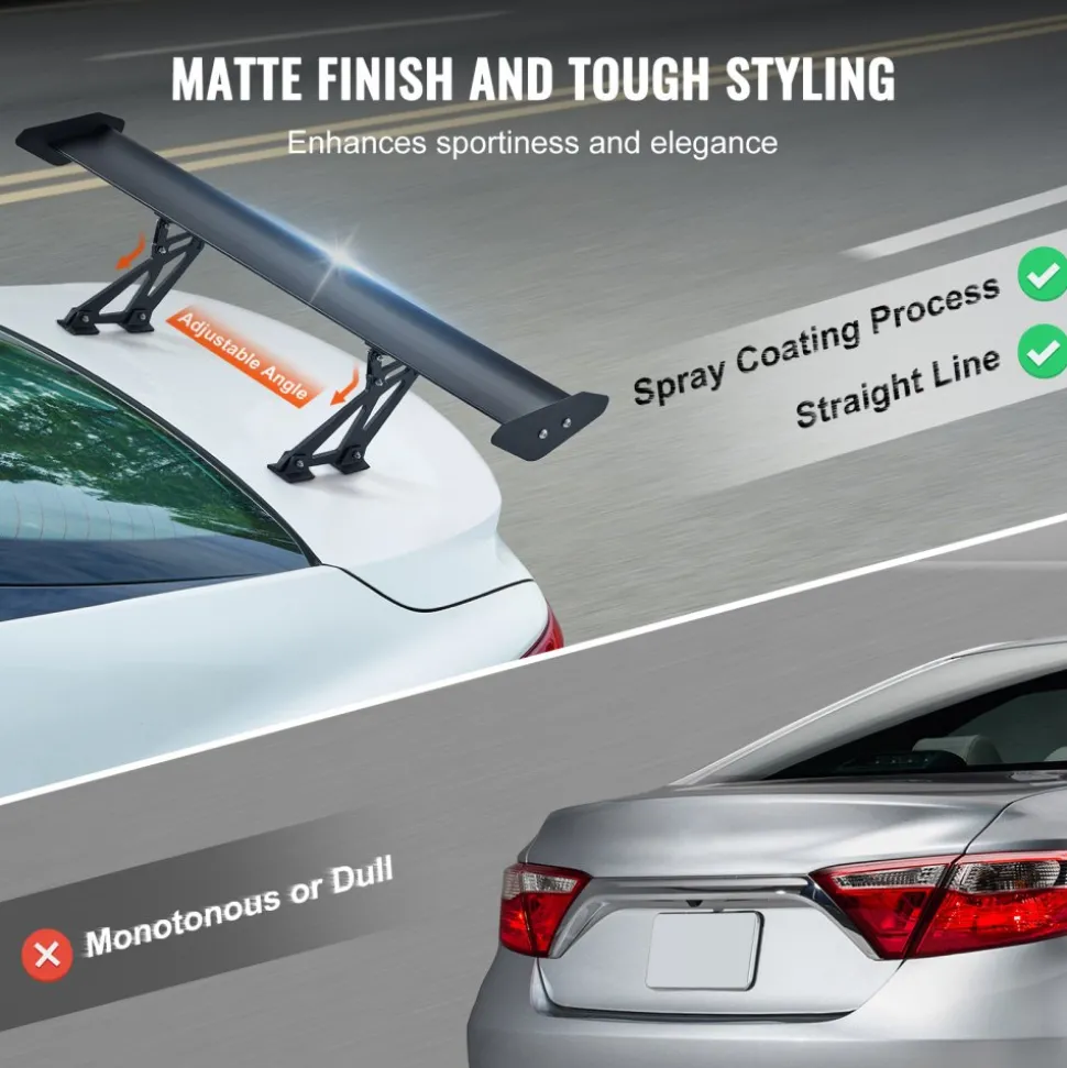 VEVOR GT Wing Car Spoiler, 43.3 inch Universal Spoiler with Single Deck, Adjustable Lightweight Aluminum, Car Rear Spoiler Wing, Racing Spoiler BGW/JDM Drift Black