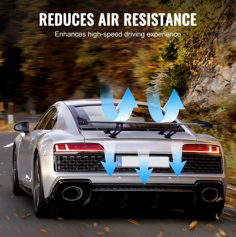 VEVOR GT Wing Car Spoiler, 43.3 inch Universal Spoiler with Single Deck, Adjustable Lightweight Aluminum, Car Rear Spoiler Wing, Racing Spoiler BGW/JDM Drift Black