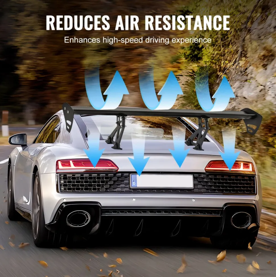 VEVOR GT Wing Car Spoiler, 43.3 inch Universal Spoiler with Single Deck, Adjustable Lightweight Aluminum, Car Rear Spoiler Wing, Racing Spoiler BGW/JDM Drift Black