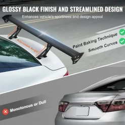 VEVOR GT Wing Car Spoiler, 43.3 inch Universal Spoiler with Single Deck, Adjustable Lightweight Aluminum, Car Rear Spoiler Wing, Racing Spoiler BGW/JDM Drift Black