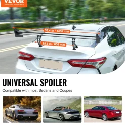 VEVOR GT Wing Car Spoiler, 46.3 inch Universal Spoiler, Compatible with most Sedans and Coupes, High Strength ABS Material, Car Rear Spoiler Wing, Racing Spoiler BGW/JDM Drift Glossy Black