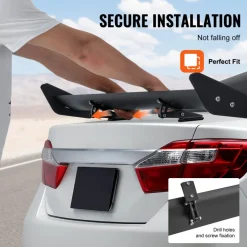 VEVOR GT Wing Car Spoiler, 43.3 inch Universal Spoiler with Single Deck, Adjustable Lightweight Aluminum, Car Rear Spoiler Wing, Racing Spoiler BGW/JDM Drift Black