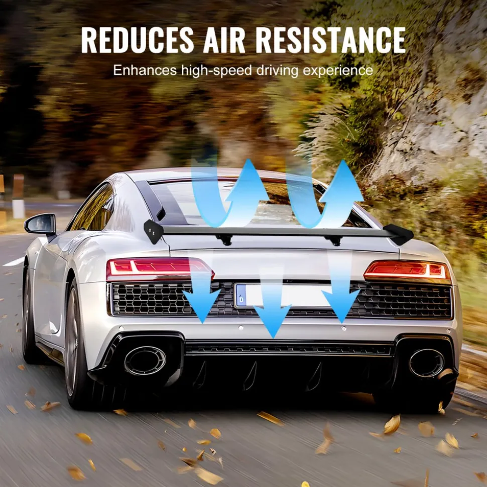 VEVOR GT Wing Car Spoiler, 43.3 inch Universal Spoiler with Single Deck, Adjustable Lightweight Aluminum, Car Rear Spoiler Wing, Racing Spoiler BGW/JDM Drift Black