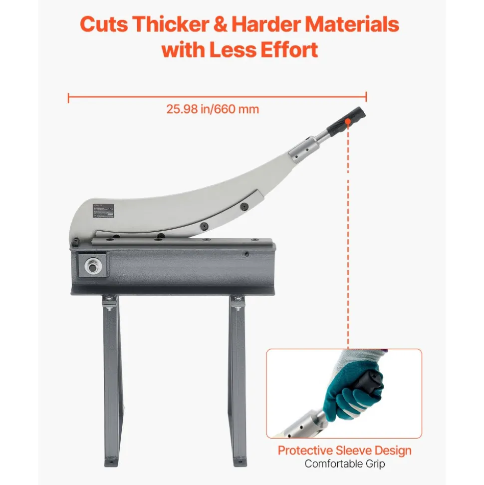 VEVOR Guillotine Shear, 20 in Bed Width Benchtop Cutter, Manual Hand Plate Shear for Metal Sheet Processing, with Q235 Material, High Precision, Stand, for PCB Board, Aluminum, Steel, Copper, Plastic