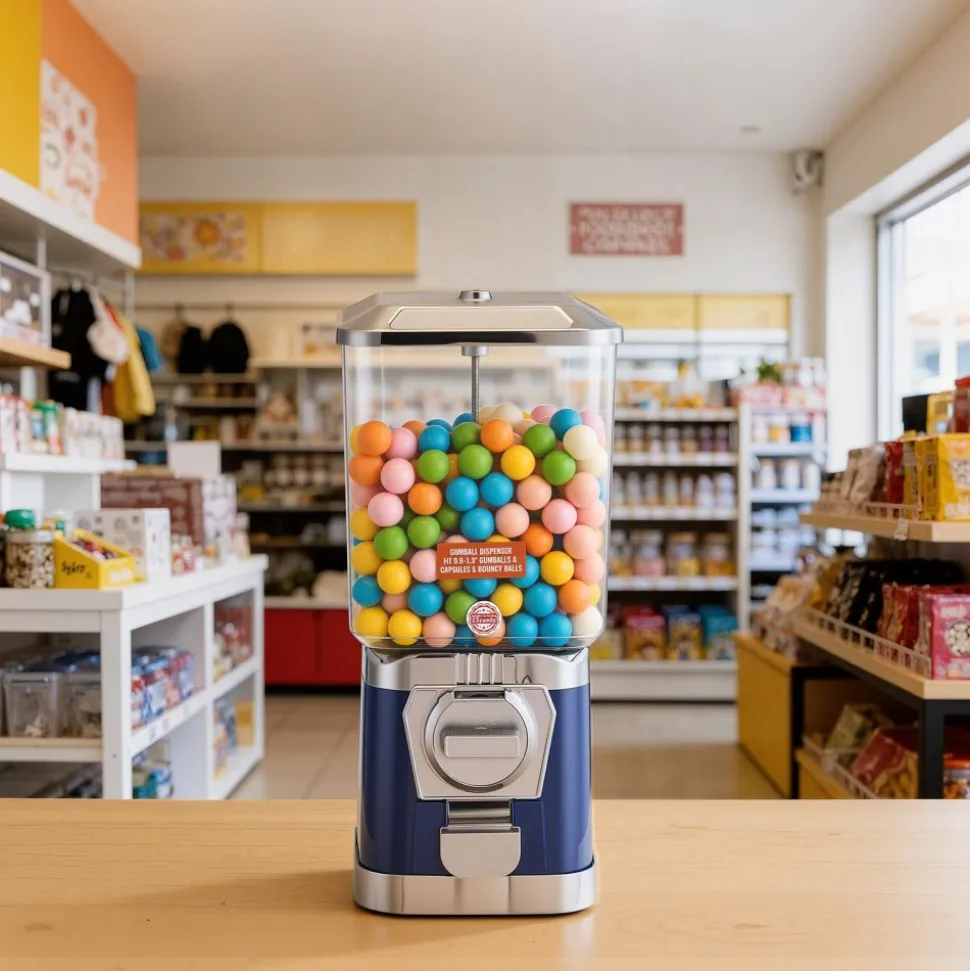 VEVOR Gumball Machine for Kids, 25" Height Home Vending Machine, PS Bouncy Balls Dispenser, Hold 230 Capsule Toys, Rectangle Bubble Gum Machine for Game Stores, Coin Operated Gumball Bank, Red
