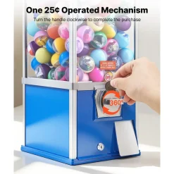 VEVOR Gumball Machine, 21 inch Height Candy Vending Machine Dispenser, 25-Cent Vending Machines for Shopping Malls, Supermarkets, Amusement Parks, Arcades, Holds Up to 180 1.77 inch Spherical Candies
