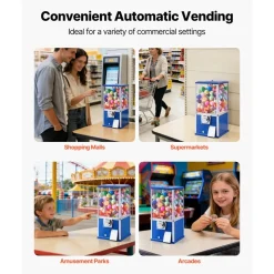 VEVOR Gumball Machine, 21 inch Height Candy Vending Machine Dispenser, 25-Cent Vending Machines for Shopping Malls, Supermarkets, Amusement Parks, Arcades, Holds Up to 180 1.77 inch Spherical Candies