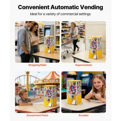 VEVOR Gumball Machine, 21 inch Height Candy Vending Machine Dispenser, 25-Cent Vending Machines for Shopping Malls, Supermarkets, Amusement Parks, Arcades, Holds Up to 180 1.77 inch Spherical Candies