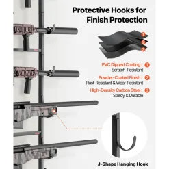 VEVOR Gun Rack, Floor Standing, Indoor Rifle Shotgun Rack Stand with Storage Shelf, for Wall Mount Gun Display Stand, Holds up to 5 Rifles, Heavy Duty Steel, for Home Garage Hunting Long Guns Storage