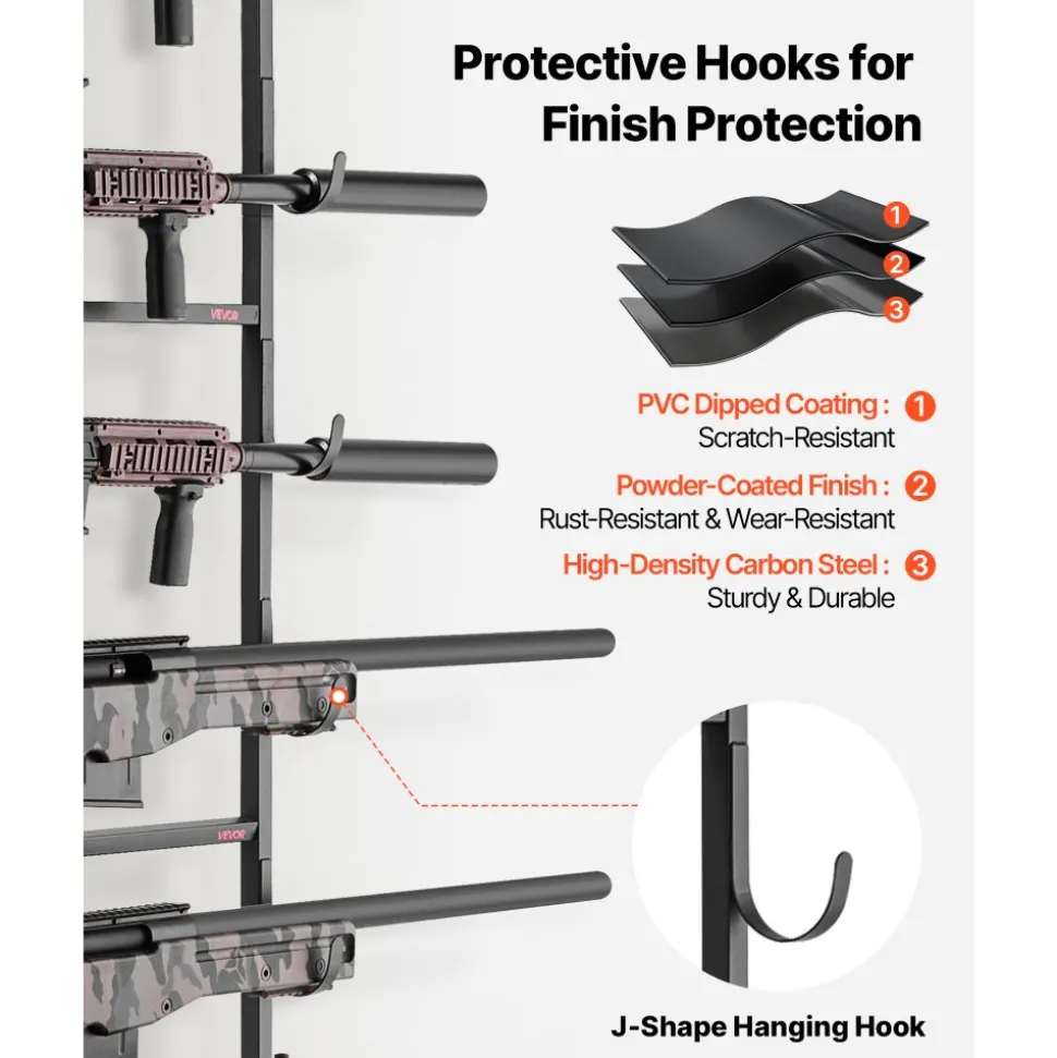 VEVOR Gun Rack, Floor Standing, Indoor Rifle Shotgun Rack Stand with Storage Shelf, for Wall Mount Gun Display Stand, Holds up to 5 Rifles, Heavy Duty Steel, for Home Garage Hunting Long Guns Storage