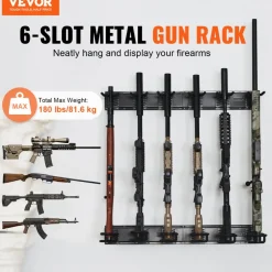VEVOR Gun Rack, Indoor Gun Rack Wall Mount, 6-Slot Vertical Rifle Shotgun Gun Rack, 180 lb Heavy Duty Metal Wall Gun Rack Display Stand with Soft Padding