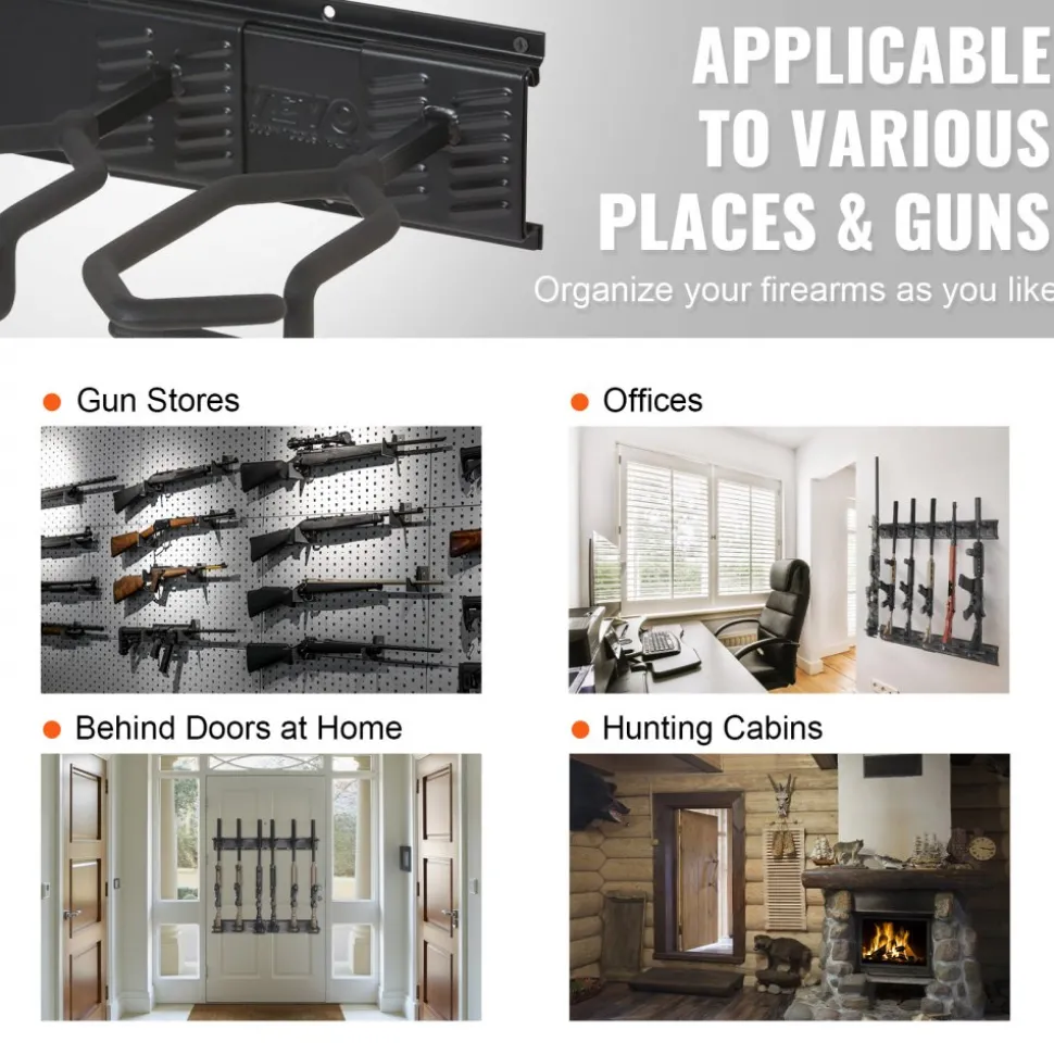 VEVOR Gun Rack, Indoor Gun Rack Wall Mount, 6-Slot Vertical Rifle Shotgun Gun Rack, 180 lb Heavy Duty Metal Wall Gun Rack Display Stand with Soft Padding