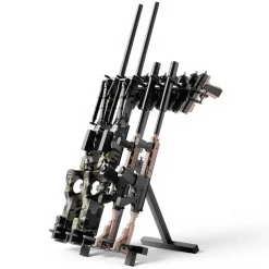 VEVOR Gun Rack, Portable, Folding Heavy Duty Steel Rifle Shotgun Rack Stand, Freestanding Indoor Outdoor Gun Display Storage, Holds Up to 7 Pistols and 4 Rifles or Shotguns, for Shooting Hunting Range