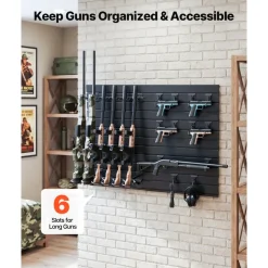 VEVOR Gun Rack, Wall Mount, Heavy-Duty Steel Tactical Rifle Carbine Shotgun Handgun Storage Rack, Securely Holds up to 6 Rifles and 6 Pistols, Modular Firearms Gun Wall Gear Accessories Organizer
