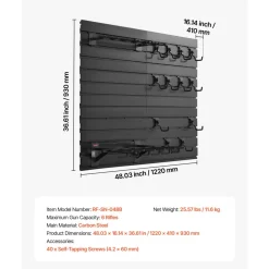 VEVOR Gun Rack, Wall Mount, Heavy-Duty Steel Tactical Rifle Carbine Shotgun Handgun Storage Rack, Securely Holds up to 6 Rifles and 6 Pistols, Modular Firearms Gun Wall Gear Accessories Organizer