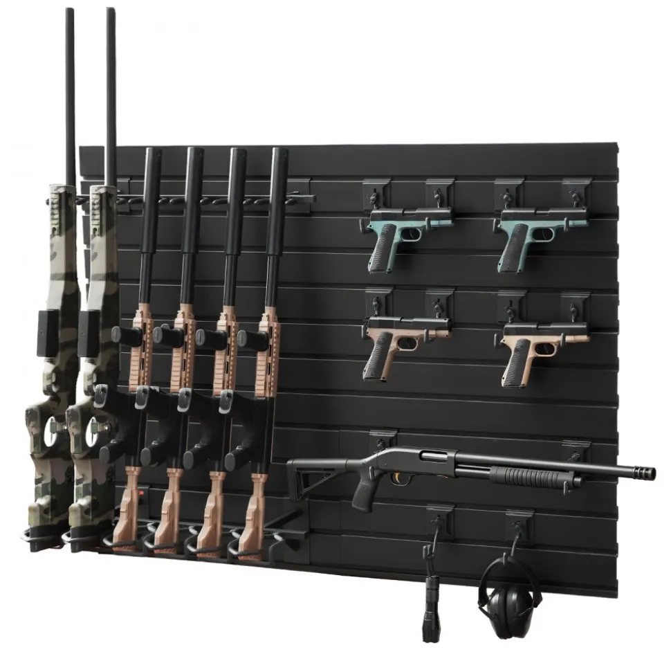 VEVOR Gun Rack, Wall Mount, Heavy-Duty Steel Tactical Rifle Carbine Shotgun Handgun Storage Rack, Securely Holds up to 6 Rifles and 6 Pistols, Modular Firearms Gun Wall Gear Accessories Organizer