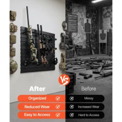 VEVOR Gun Rack, Wall Mount, Heavy-Duty Steel Tactical Rifle Carbine Shotgun Handgun Storage Rack, Securely Holds up to 6 Rifles and 6 Pistols, Modular Firearms Gun Wall Gear Accessories Organizer