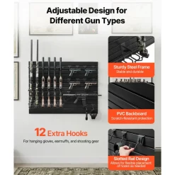 VEVOR Gun Rack, Wall Mount, Heavy-Duty Steel Tactical Rifle Carbine Shotgun Handgun Storage Rack, Securely Holds up to 6 Rifles and 6 Pistols, Modular Firearms Gun Wall Gear Accessories Organizer