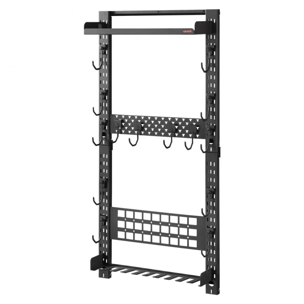 VEVOR Gun Rack Wall Mount, Heavy Duty Steel, Indoor Rifle Shotgun Rack with Magazine Holder, MOLLE Panel, Gun Accessories Display Storage Holder, Hold Up to 5 Rifles or Shotguns, for Tactical Gear