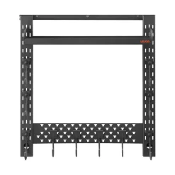 VEVOR Gun Rack Wall Mount, Heavy Duty Steel, Indoor Rifle Shotgun Rack with J-Hooks, Additional Tray Storage, Gun Accessories Display Storage Holder, Hold Up to 3 Rifles or Shotguns, for Tactical Gear