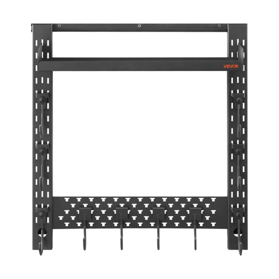 VEVOR Gun Rack Wall Mount, Heavy Duty Steel, Indoor Rifle Shotgun Rack with J-Hooks, Additional Tray Storage, Gun Accessories Display Storage Holder, Hold Up to 3 Rifles or Shotguns, for Tactical Gear