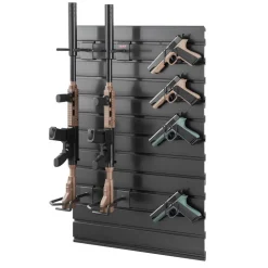 VEVOR Gun Rack, Wall Mount, Tactical Rifle Shotgun Handgun Storage, Heavy-Duty PVC Panels & Steel Wall Racks, Securely Holds up to 2 Rifles & 4 Pistols, Modular Firearms Gun Gear Accessories Organizer