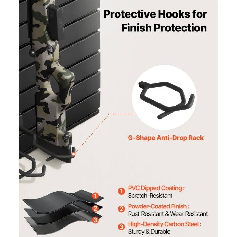 VEVOR Gun Rack, Wall Mount, Tactical Rifle Shotgun Handgun Storage, Heavy-Duty PVC Panels & Steel Wall Racks, Securely Holds up to 2 Rifles & 4 Pistols, Modular Firearms Gun Gear Accessories Organizer