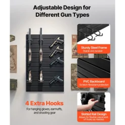 VEVOR Gun Rack, Wall Mount, Tactical Rifle Shotgun Handgun Storage, Heavy-Duty PVC Panels & Steel Wall Racks, Securely Holds up to 2 Rifles & 4 Pistols, Modular Firearms Gun Gear Accessories Organizer