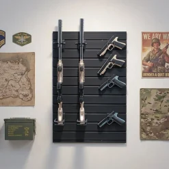 VEVOR Gun Rack, Wall Mount, Tactical Rifle Shotgun Handgun Storage, Heavy-Duty PVC Panels & Steel Wall Racks, Securely Holds up to 2 Rifles & 4 Pistols, Modular Firearms Gun Gear Accessories Organizer