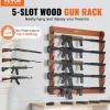 VEVOR Gun Rack, Wood Gun Rack Wall Mount, Gun Display Rack holds 5 Rifles, Shotguns, 132 lb Heavy Duty Wall Storage Display Rifle Rack with Soft Padding