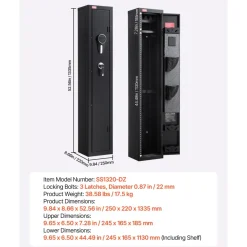 VEVOR Gun Safe, Heavy Duty Cold-Rolled Steel Fireproof Rifle Cabinet with Digital Keypad & Key, Large Long Gun Cabinet with Magazine and LED Lighting, Adjustable Racks for Rifles, Pistols, Shotgun