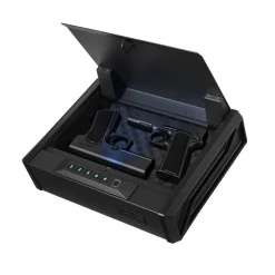 VEVOR Gun Safe, Heavy Duty Handgun Safe with Fingerprint/Password/Key, 3-Way Quick Access Firearm Case Box with Lighting for 2 Pistols & 2 Magazines, Pistol Gun Box for Nightstand Bedside Desk Car