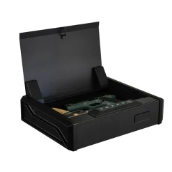 VEVOR Gun Safe, Heavy Duty Handgun Safe with Fingerprint/Password/Key, 3-Way Quick Access Firearm Case Box with Lighting for 2 Pistols & 2 Magazines, Pistol Gun Box for Nightstand Bedside Desk Car