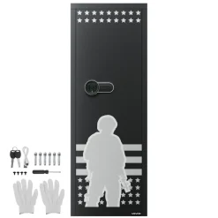 VEVOR 10-12 Gun Safe, Long Gun Cabinet for Rifles and Pistols, Quick Access Rifle Safe with 4 Pistol Pockets and 3 Adjustable Racks, Large Digital Cabinet with Key and Password Lock