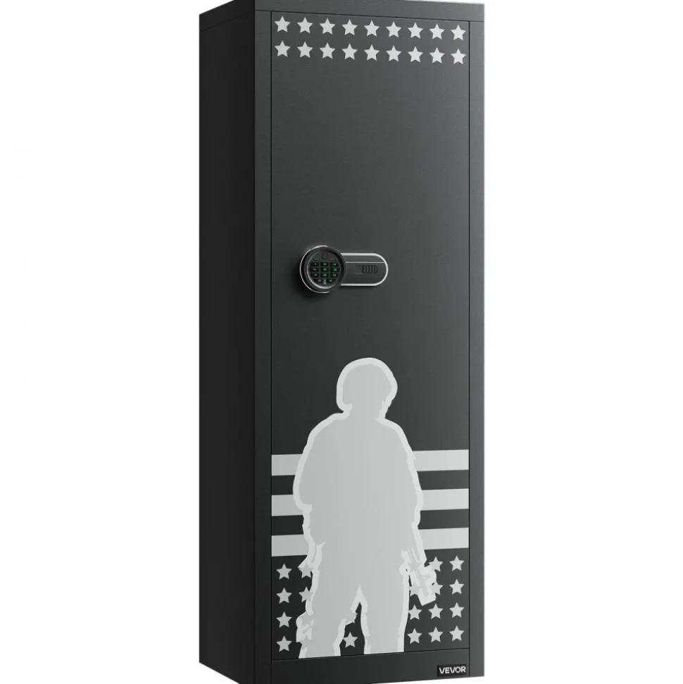 VEVOR 10-12 Gun Safe, Long Gun Cabinet for Rifles and Pistols, Quick Access Rifle Safe with 4 Pistol Pockets and 3 Adjustable Racks, Large Digital Cabinet with Key and Password Lock