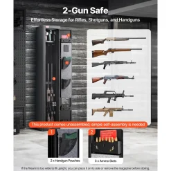 VEVOR 4 Gun Safe, Long Gun Cabinet for Rifles and Pistols, Quick Access Rifle Safe with 3 Ammo Slots and 2 Adjustable Racks, Large Digital Cabinet with Key and Password Lock