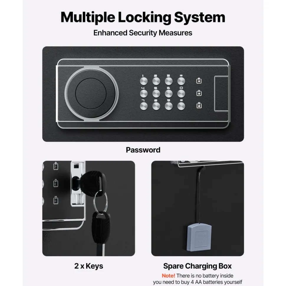 VEVOR 6-8 Gun Safe, Long Gun Cabinet for Rifles and Pistols, Quick Access Rifle Safe with 3 Ammo Slots and 2 Adjustable Racks, Large Digital Cabinet with Key and Password Lock