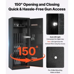 VEVOR 6-8 Gun Safe, Long Gun Cabinet for Rifles and Pistols, Quick Access Rifle Safe with 3 Ammo Slots and 2 Adjustable Racks, Large Digital Cabinet with Key and Password Lock