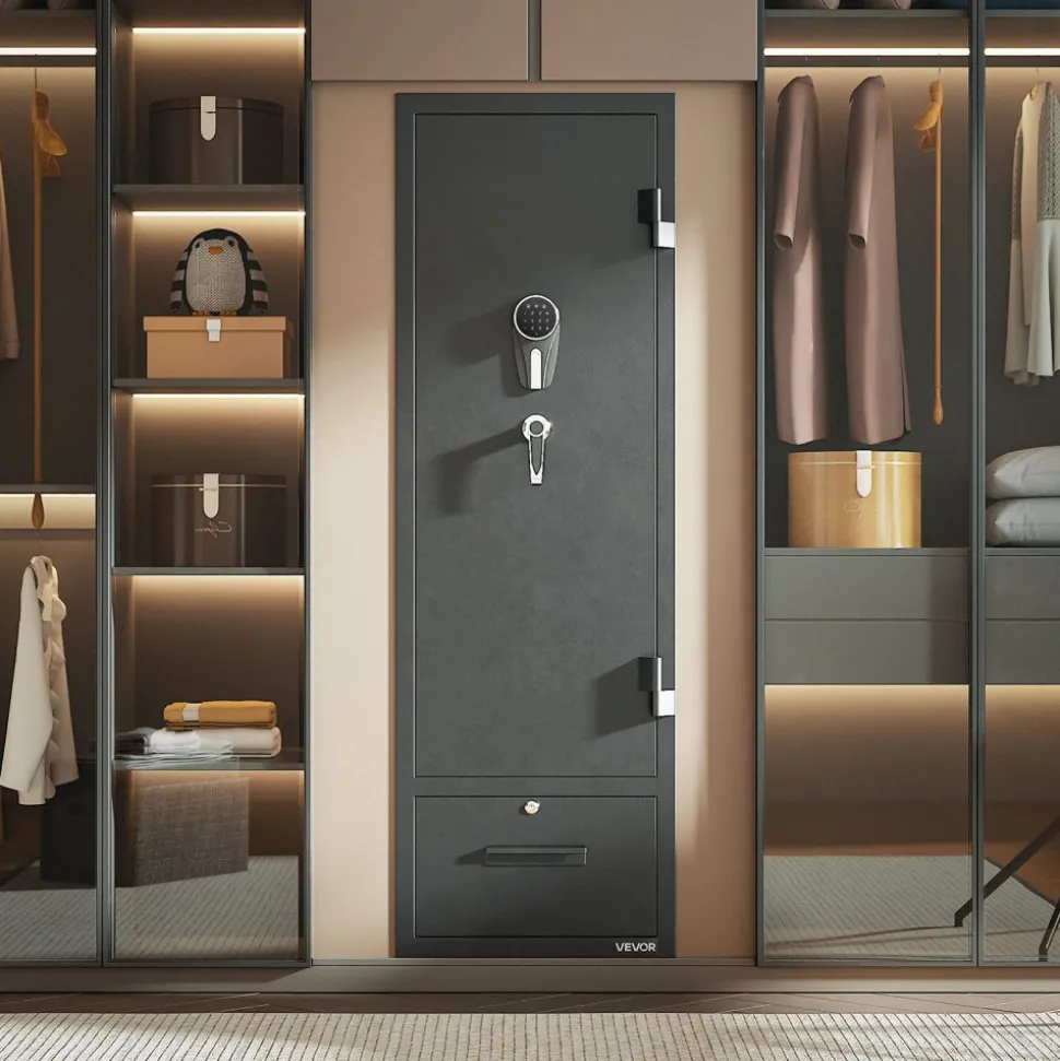 VEVOR 4 Gun Safe, Long Gun Cabinet for Rifles and Pistols, Quick Access Rifle Safe with 2 Ammo Slots, 2 Pistol Pockets & 2 Adjustable Racks, Large Digital Cabinet with Key and Password Lock
