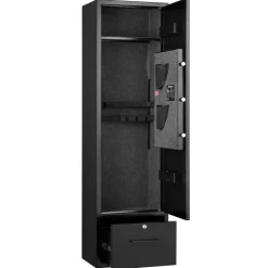 VEVOR 4 Gun Safe, Long Gun Cabinet for Rifles and Pistols, Quick Access Rifle Safe with 2 Ammo Slots, 2 Pistol Pockets & 2 Adjustable Racks, Large Digital Cabinet with Key and Password Lock