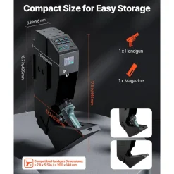 VEVOR Gun Safe, Slider Handgun Gun Safe with Screen, Fingerprint/Password/Key, 3-Way Quick Access Firearm Case Box with LED for 1 Pistol & Magazine, Mounted Gun Box for Nightstand Bedside Desk Car