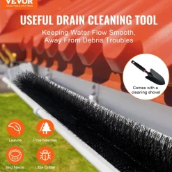 VEVOR Gutter Brush, 60 Feet Total Length 5.25 inch Diameter Gutter Cleaning Tools, Ground-Level Gutter Brush Leaf Guard for 5 Inch Gutters, Easily Clear roof Leaves and Debris, 20 Pack