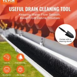 VEVOR Gutter Brush, 120 Feet Total Length 4.33 inch Diameter Gutter Cleaning Tools, Ground-Level Gutter Brush Leaf Guard for 5 Inch Gutters, Easily Clear roof Leaves and Debris, 40 Pack