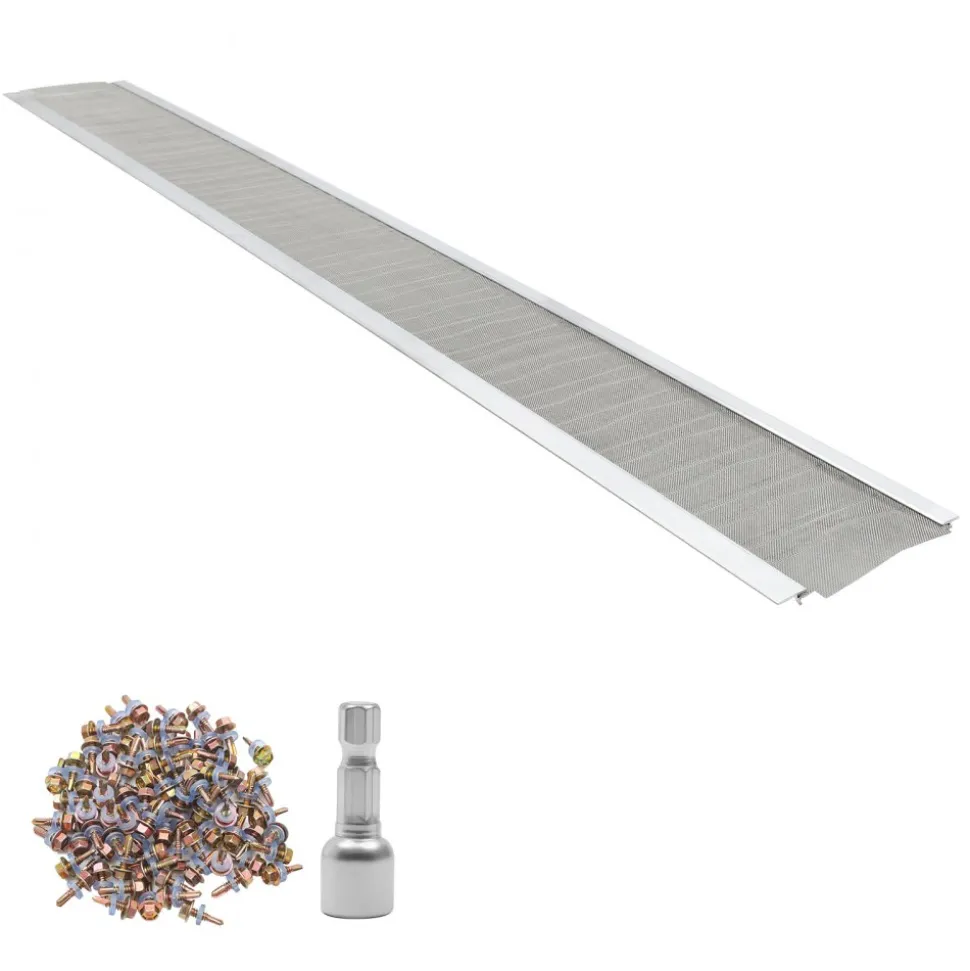 VEVOR Gutter Guard, 6 in Aluminum Gutter Cover with Stainless Steel Micro Mesh, Heavy-Duty 48ft Length, 0.04in Thick, Leaf Guard for Debris and Pine Needles, Easy DIY Install, Screws Included, 12 PCS