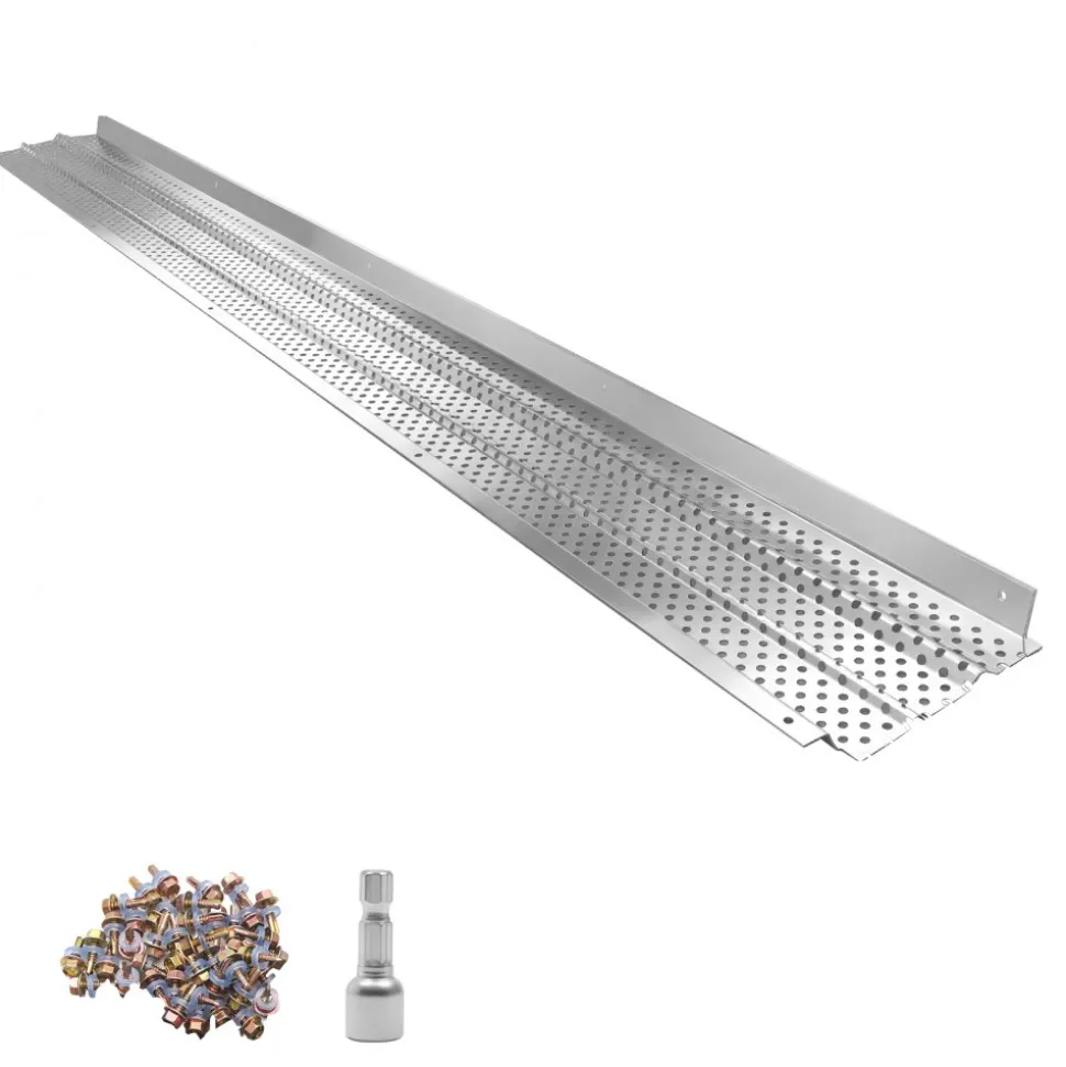 VEVOR Gutter Guard, 6 in Aluminum Gutter Cover Heavy-Duty, 52ft Length Protection Cover for Leaf & Debris, 0.02 in Thickness Mill Finish, Easy DIY Install, Fast Drainage, Screws Included, 13 PCS