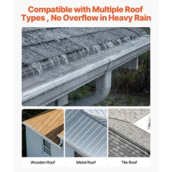 VEVOR Gutter Guard, 6 in Aluminum Gutter Cover with Stainless Steel Micro Mesh, Heavy-Duty 100ft Length, 0.04in Thick, Leaf Guard for Debris and Pine Needles, Easy DIY Install, Screws Included, 20 PCS