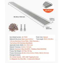 VEVOR Gutter Guard, 6 in Aluminum Gutter Cover with Stainless Steel Micro Mesh, Heavy-Duty 100ft Length, 0.04in Thick, Leaf Guard for Debris and Pine Needles, Easy DIY Install, Screws Included, 20 PCS